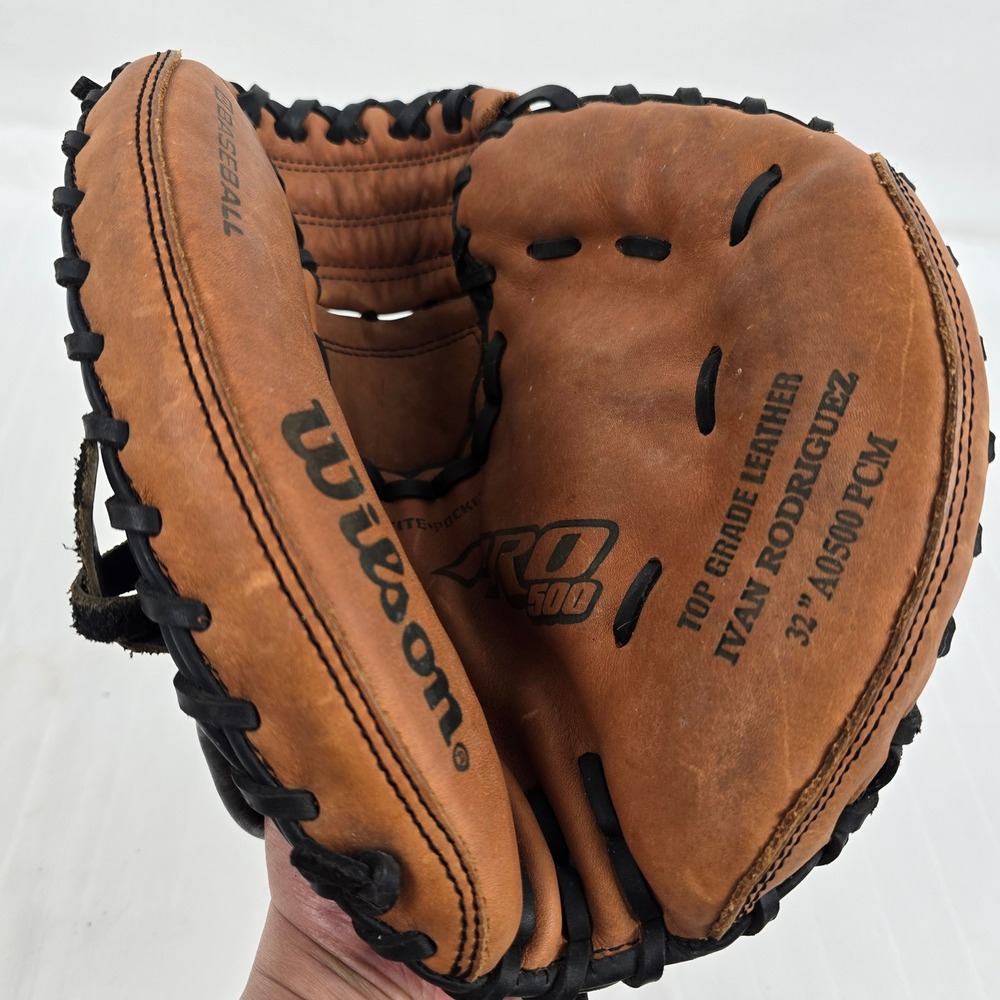 Wilson Pro 500 Ivan Rodriguez 32" Catcher Mitt A0500 PCM Black Tan Leather Glove